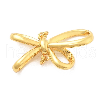 925 Sterling Silver Bowknot Connector Charms STER-S013-01G-1