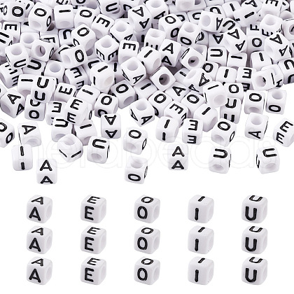 Biyun 500Pcs 5 Style White Acrylic Beads SACR-BY0001-01-1
