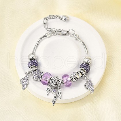 Alloy European Beads Charm Bracelets BJEW-F495-17P-1