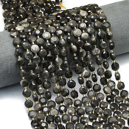 Natural Silver Obsidian Beads Strands G-C116-A55-02-1