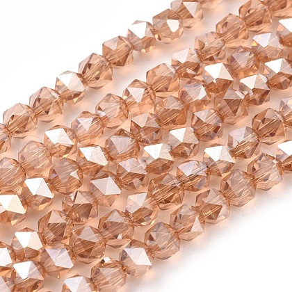 Electroplate Glass Beads Strands EGLA-L018-B-FR01-1