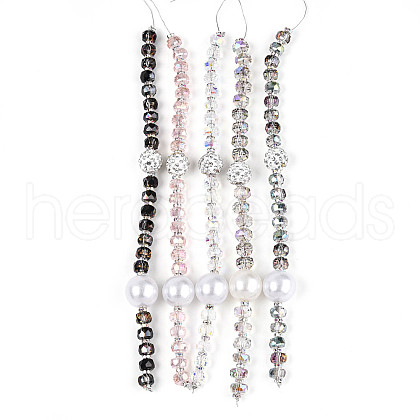 Acrylic & Glass & ABS Plastic Pearl & Alloy & Polymer Clay Pave Rhinestone Beads Strands MAK-T011-08M-1