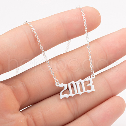 2003 Birth Year Number 201 Stainless Steel Pendant Cable Chain Necklaces FS-WGB5F08-35-1