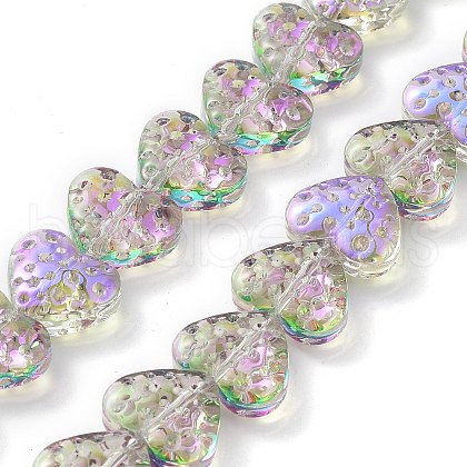Electroplate Transparent Glass Beads Strands EGLA-R114-02A-HR01-1