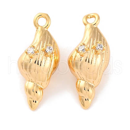 Brass Pendants With Clear Cubic Zirconia KK-S403-06G-1