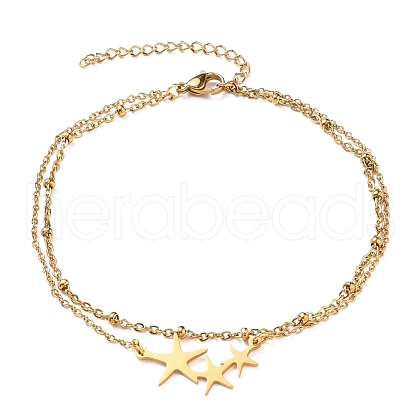 Ion Plating(IP) 304 Stainless Steel Multi-strand Anklets AJEW-AN00332-02-1
