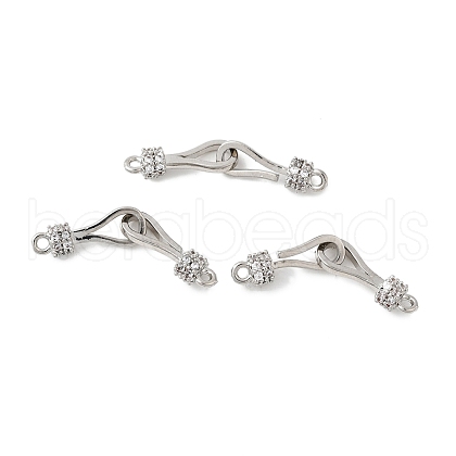 Rack Plating Brass Micro Pave Clear Cubic Zirconia Fold Over Clasps KK-S384-15P-1