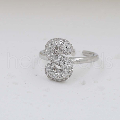 Brass Micro Pave Clear Cubic Zirconia Cuff Rings FS-WG17FF6-19-1