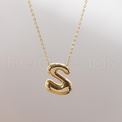 Brass Chunky Initial Pendant Necklaces WG97A63-19-1
