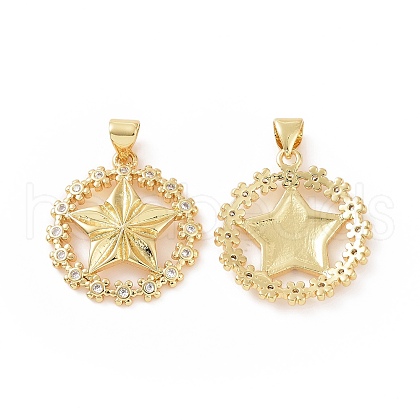Brass Micro Pave Cubic Zirconia Pendants ZIRC-P106-22G-1