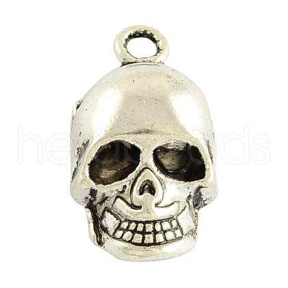 Halloween Tibetan Style Alloy Skull Pendants X-TIBEP-2884A-AS-LF-1