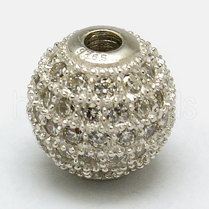 Round 925 Sterling Silver Beads STER-O021-01S-6mm-1