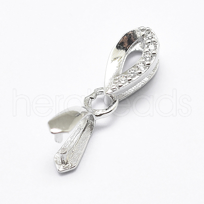 Anti-Tarnish Rhodium Plated 925 Sterling Silver Micro Pave Cubic Zirconia Pendant Bails STER-E053-48P-1
