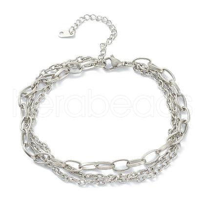 304 Stainless Steel Cable Chain Multi-strand Bracelets STAS-A051-05P-1