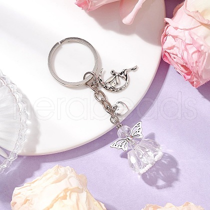 Glass & Tibetan Style Alloy Keychain KEYC-MZ00037-10-1