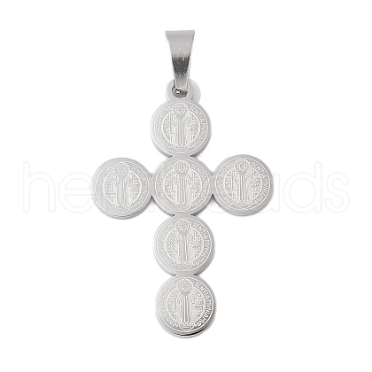 Tarnish Resistant 304 Stainless Steel Saint Benedict Medal Cross Pendants STAS-F012-12-1