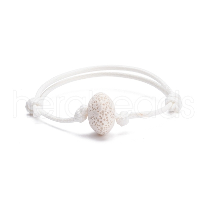 Natural Lava Rock Beaded Cord Bracelet BJEW-JB07681-01-1