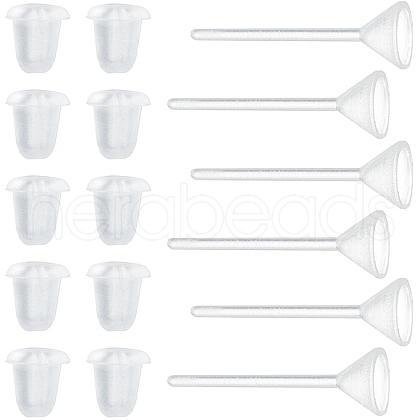 SOFPLATE 500Pcs Plastic Stud Earring Findings KY-SP0001-02-1