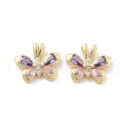 Brass Micro Pave Cubic Zirconia Pendants KK-Z098-06G-1