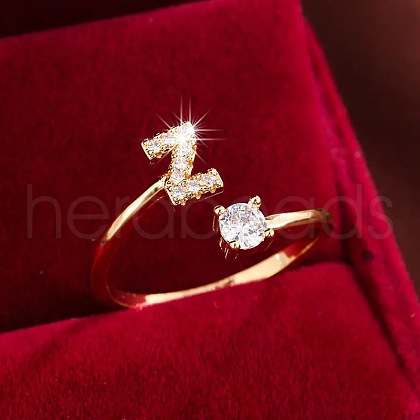 Brass Micro Pave Cubic Zirconia Cuff Rings WG75066-26-1