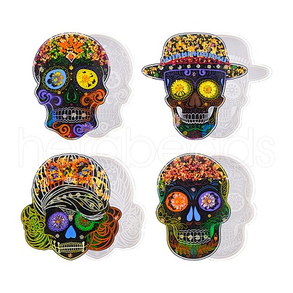 Skull DIY Cup Mat Set Silicone Molds DIY-Z020-04-1
