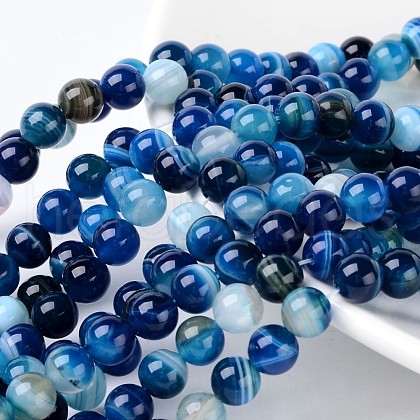 Natural Striped Agate/Banded Agate Beads X-AGAT-8D-8-1