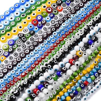 Handmade Evil Eye Lampwork Beads Strands LAMP-R006-01-1