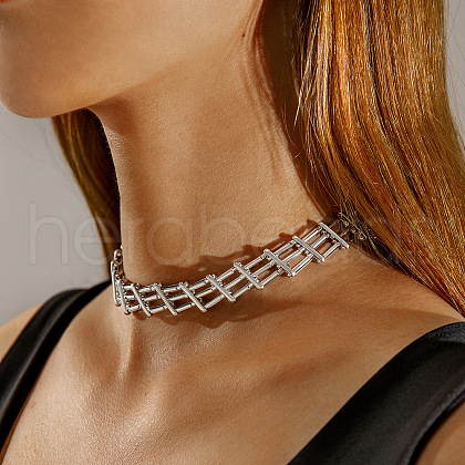Alloy Mesh Chain Choker Necklaces for Women FS-WGFCB03-02-1