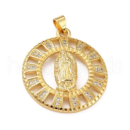 Brass Micro Pave Clear Cubic Zirconia Pendants ZIRC-A021-30G-1