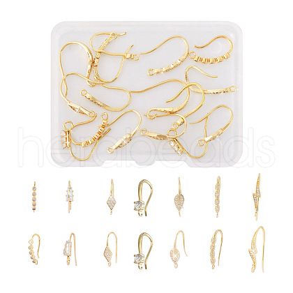 7 Pairs 7 Style Brass Micro Pave Cubic Zirconia Earring Hooks KK-TA0001-20-1