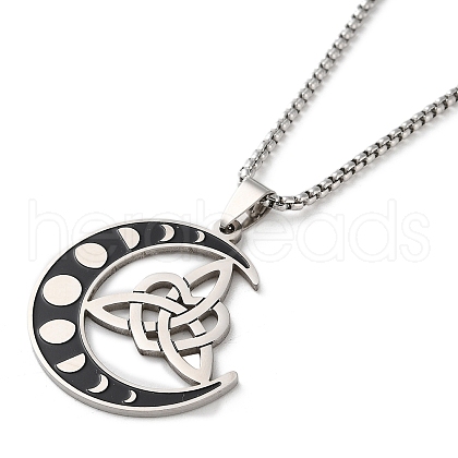 Moon Phase with Trinity Knot Pendant Necklaces NJEW-A023-05P-1