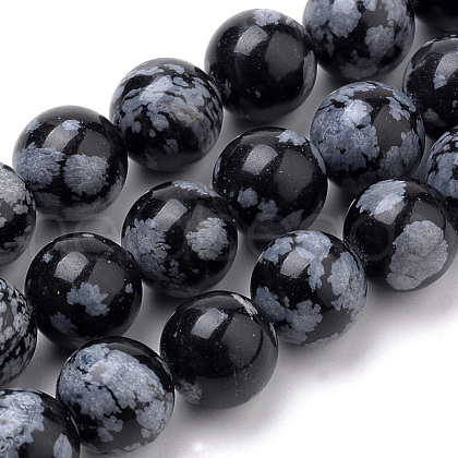 Natural Snowflake Obsidian Beads Strands G-S259-20-8mm-1