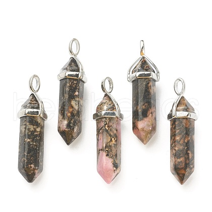 Natural Rhodonite Pointed Pendants G-M378-01P-A40-1