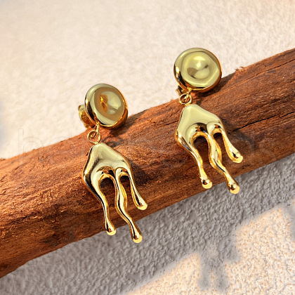 304 Stainless Steel Dangle Stud Earrings EJEW-S264-02G-1