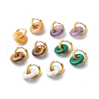 Handmade Natural & Synthetic Gemstone Dangle Hoop Earrings EJEW-JE04577-1