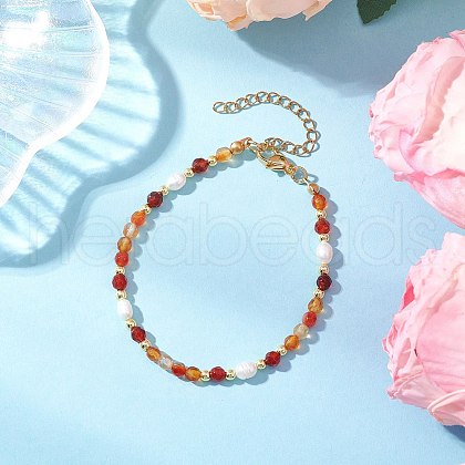 Natural Carnelian Beaded Bracelets BJEW-JB11763-01-1
