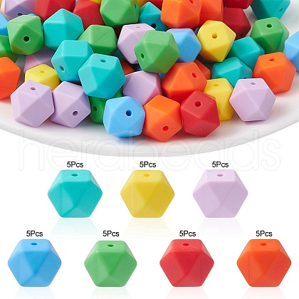 Hexagon Food Grade Eco-Friendly Silicone Focal Beads SIL-YW0001-11A-1