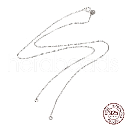 Rhodium Plated 925 Sterling Silver Cable Chains Necklace Makings STER-B001-02P-1
