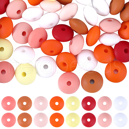 SUNNYCLUE 96Pcs 12 Colors Food Grade Eco-Friendly Silicone Abacus Beads SIL-SC0001-87B-1