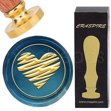 Brass Wax Seal Stamps with Wood Handle AJEW-WH0412-0336-1
