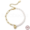 925 Sterling Silver Heart Charm Bracelet BJEW-I314-143-4