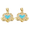 Rack Plating Brass Micro Pave Clear Cubic Zirconia Pendants KK-P268-09G-2