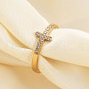 Cross Stainless Steel Micro Pave Clear Cubic Zirconia Finger Rings for Women FS-WG88B59-04-3