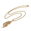 304 Stainless Steel Feather Pendant Necklaces NJEW-K283-12G-2