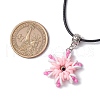 Glass Seed Beads & Polymer Clay & Evil Eye Lampwork Snowflake Pendant Necklaces NJEW-MZ00102-01-3