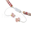 Natural Rhodonite & Cherry Quartz Beaded Charm Bracelets BJEW-JB11517-02-4