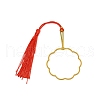 Chinese Ancient Hand Fan Shape Brass Wire Wrap Metal Bookmark with Tassel for Book Lover AJEW-WH0034-41-1