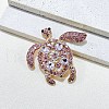 Tortoise Alloy Rhinestone Brooches for Backpack Clothes PW-WG63776-01-4