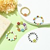 5Pcs 5 Style Smiling Face Acrylic & Glass Seed Stretch Rings Set RJEW-TA00071-4
