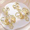 Alloy & Iron & Imitation Pearl Stud Earrings EJEW-M075-09G-1